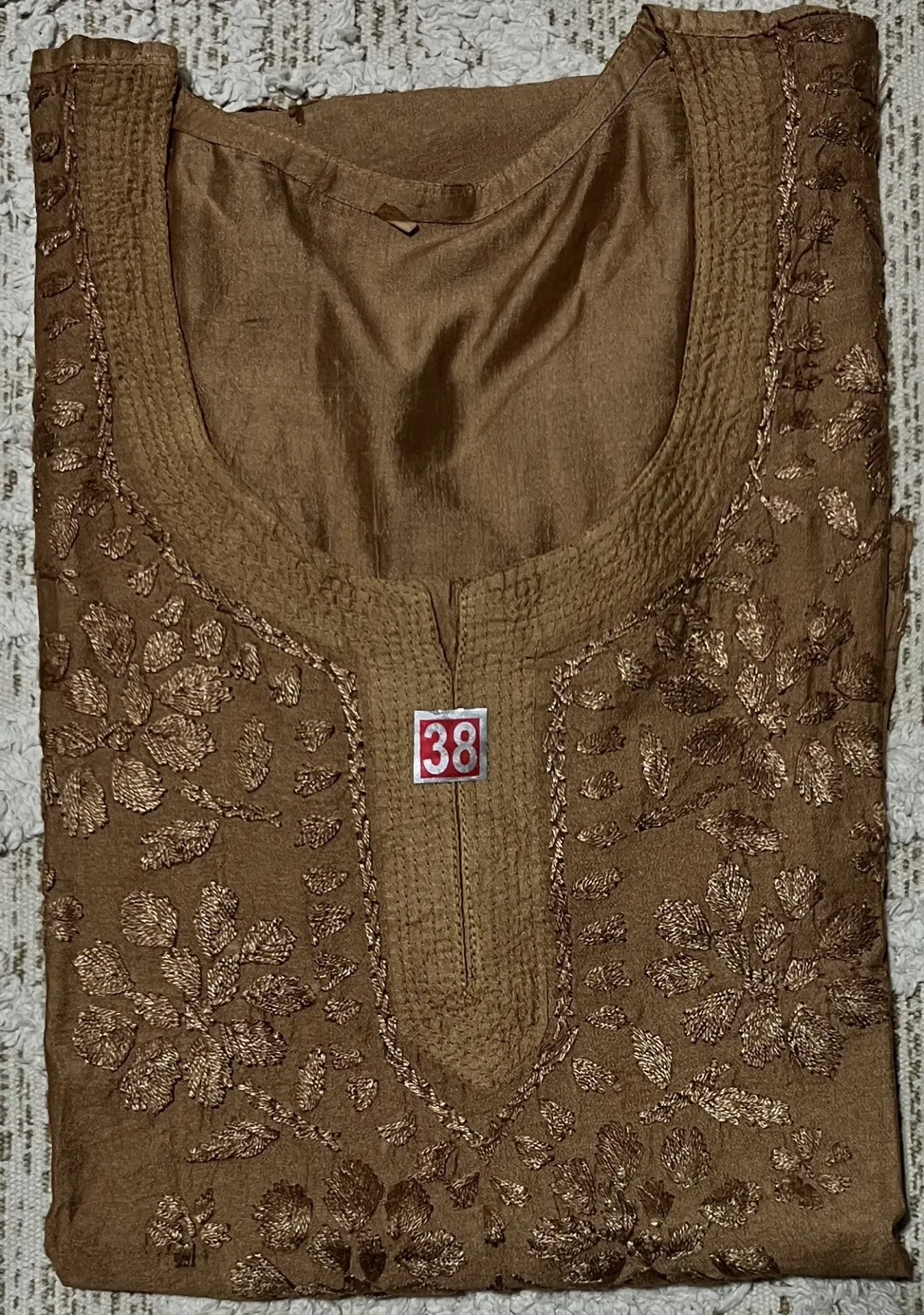 SK-033-Handcrafted Chikankari Chanderi Short Kurti-Size 38