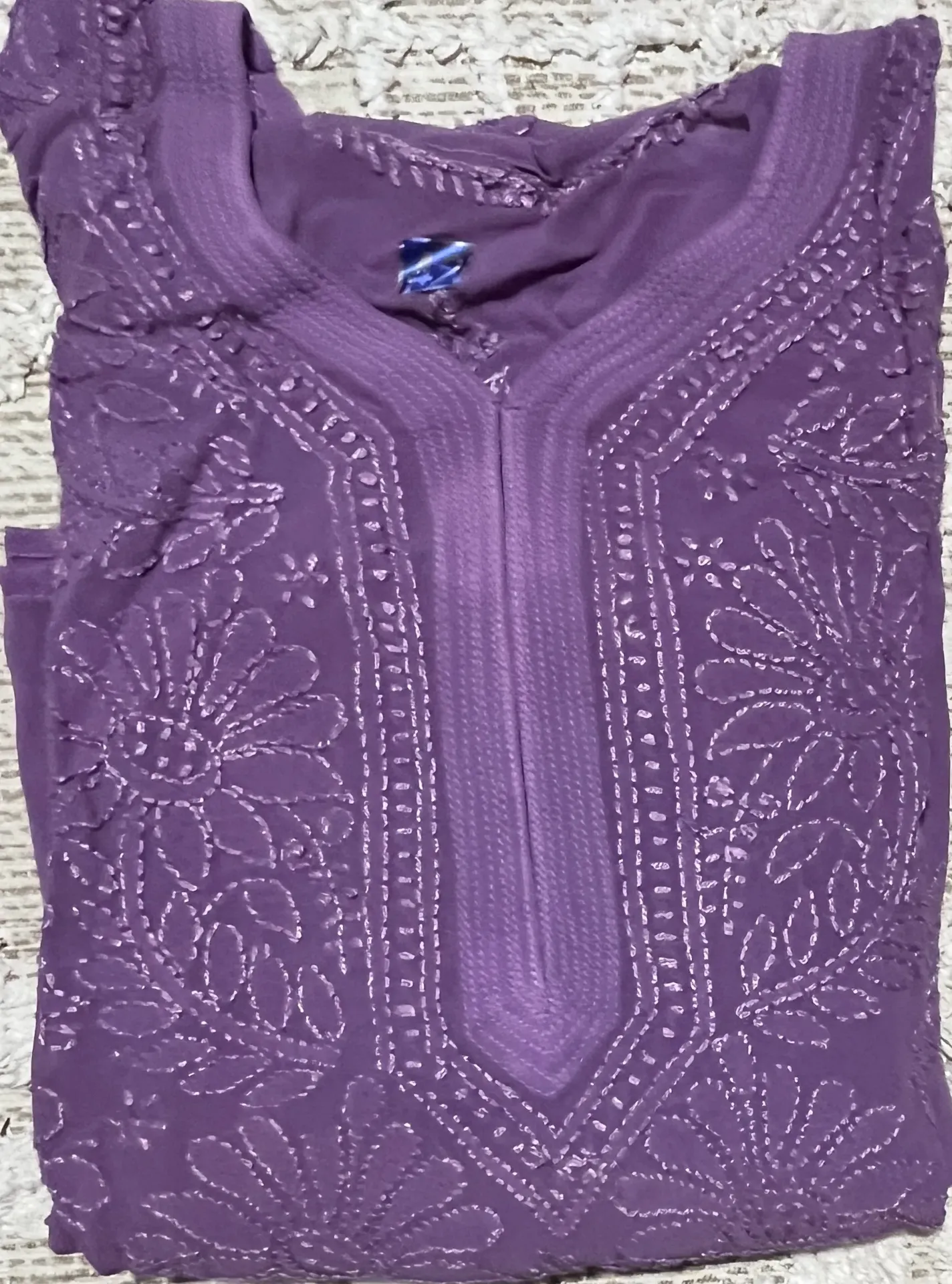 LK-017-Handcrfated Chikankari Viscos Georgette Long Kurti - Size 42