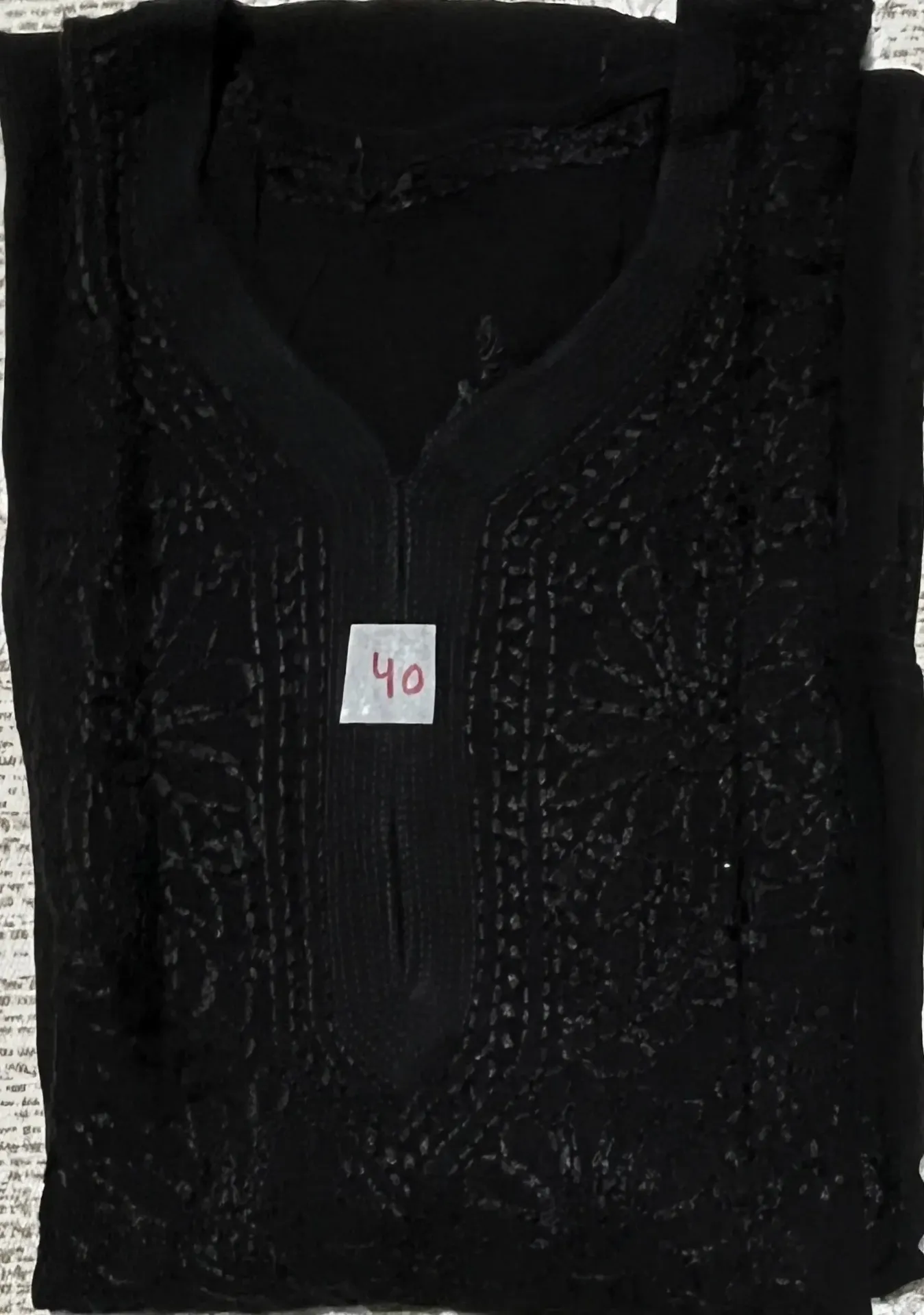 LK-020-Handcrfated Chikankari Viscos Georgette Long Kurti - Size 40