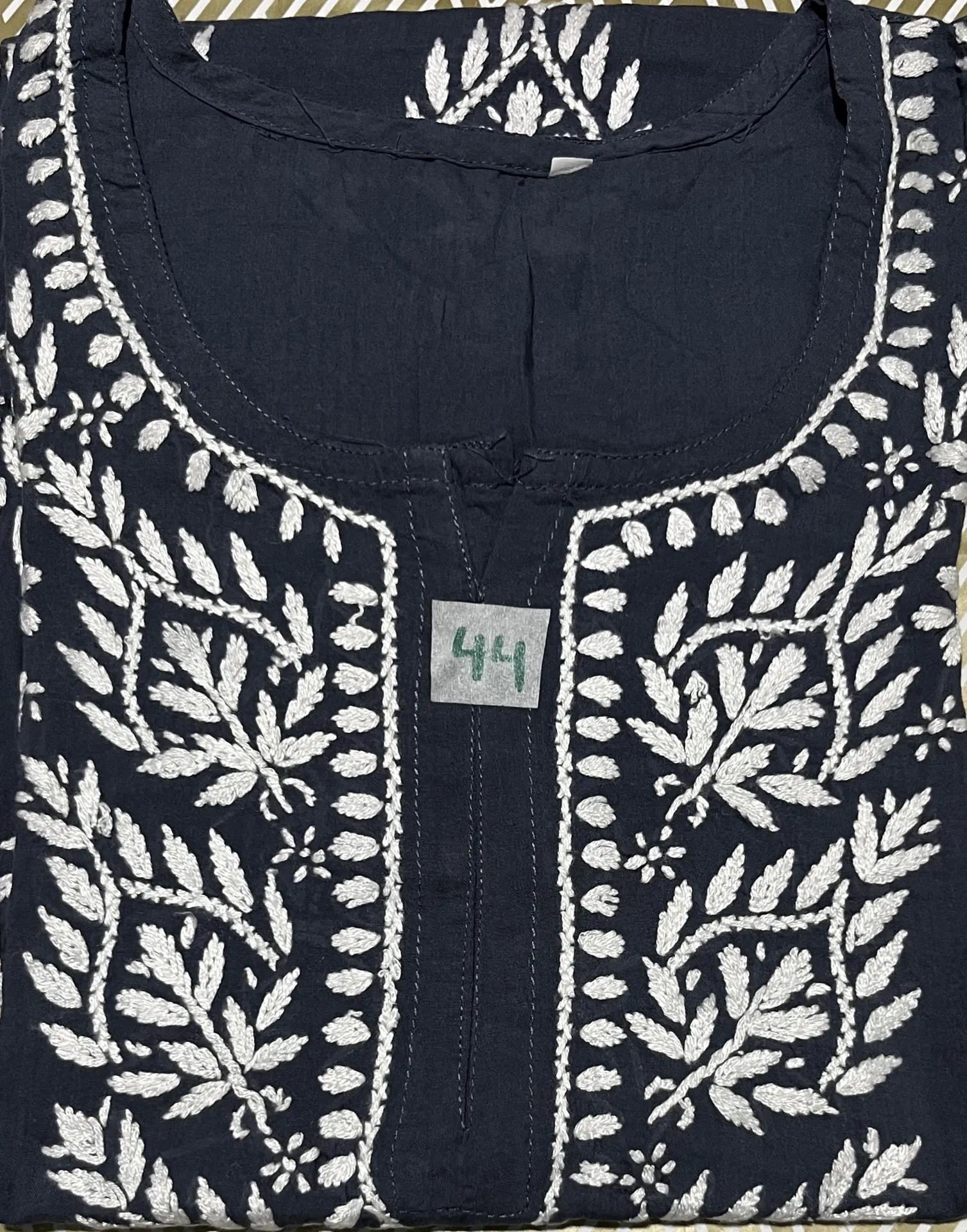 SK-061 -Handcrafted Chikankari Rayon Short Kurti-Size 44