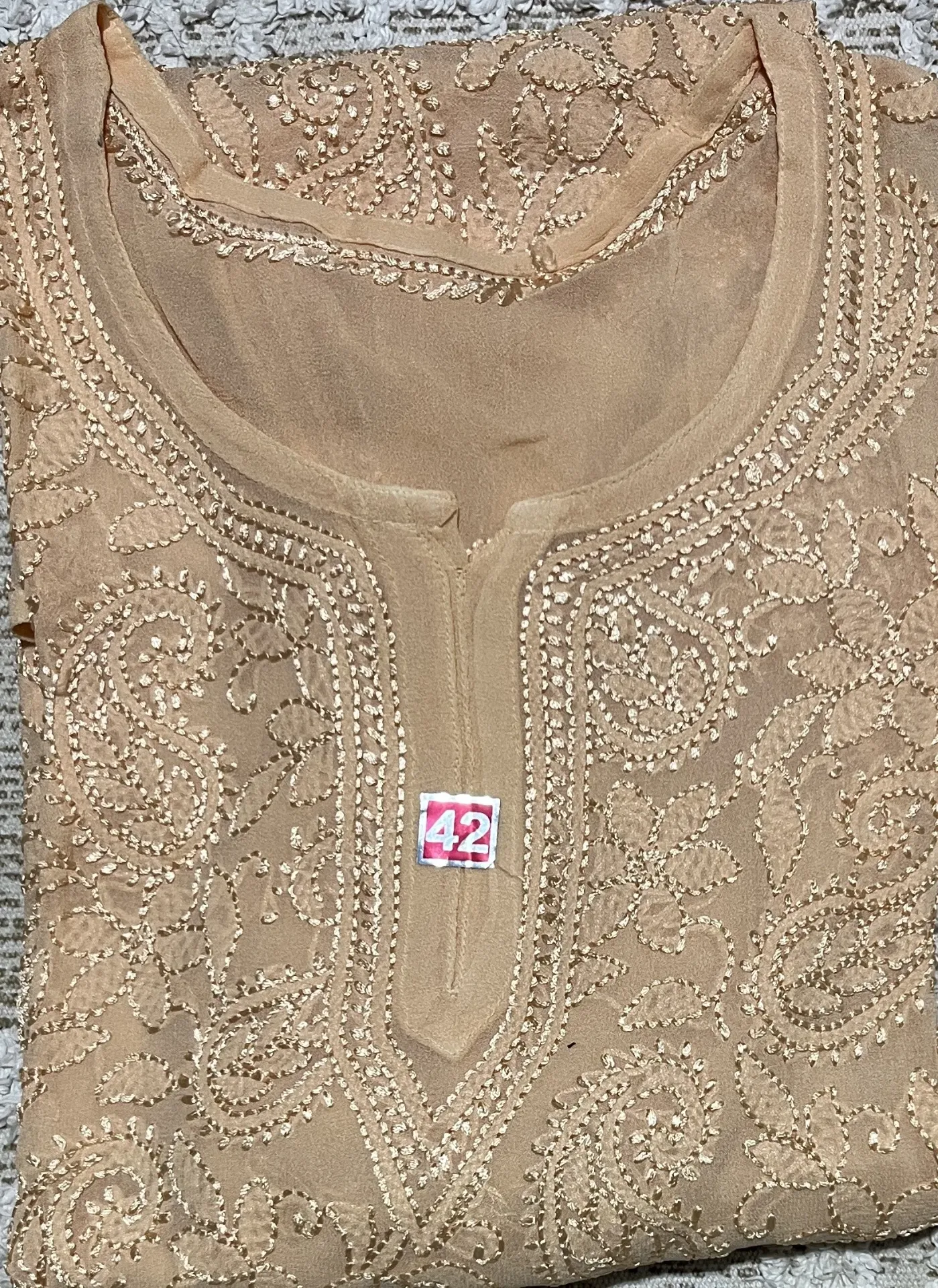 SK-065 -Handcrafted Chikankari Viscose Jaal Short Kurti-Size 42