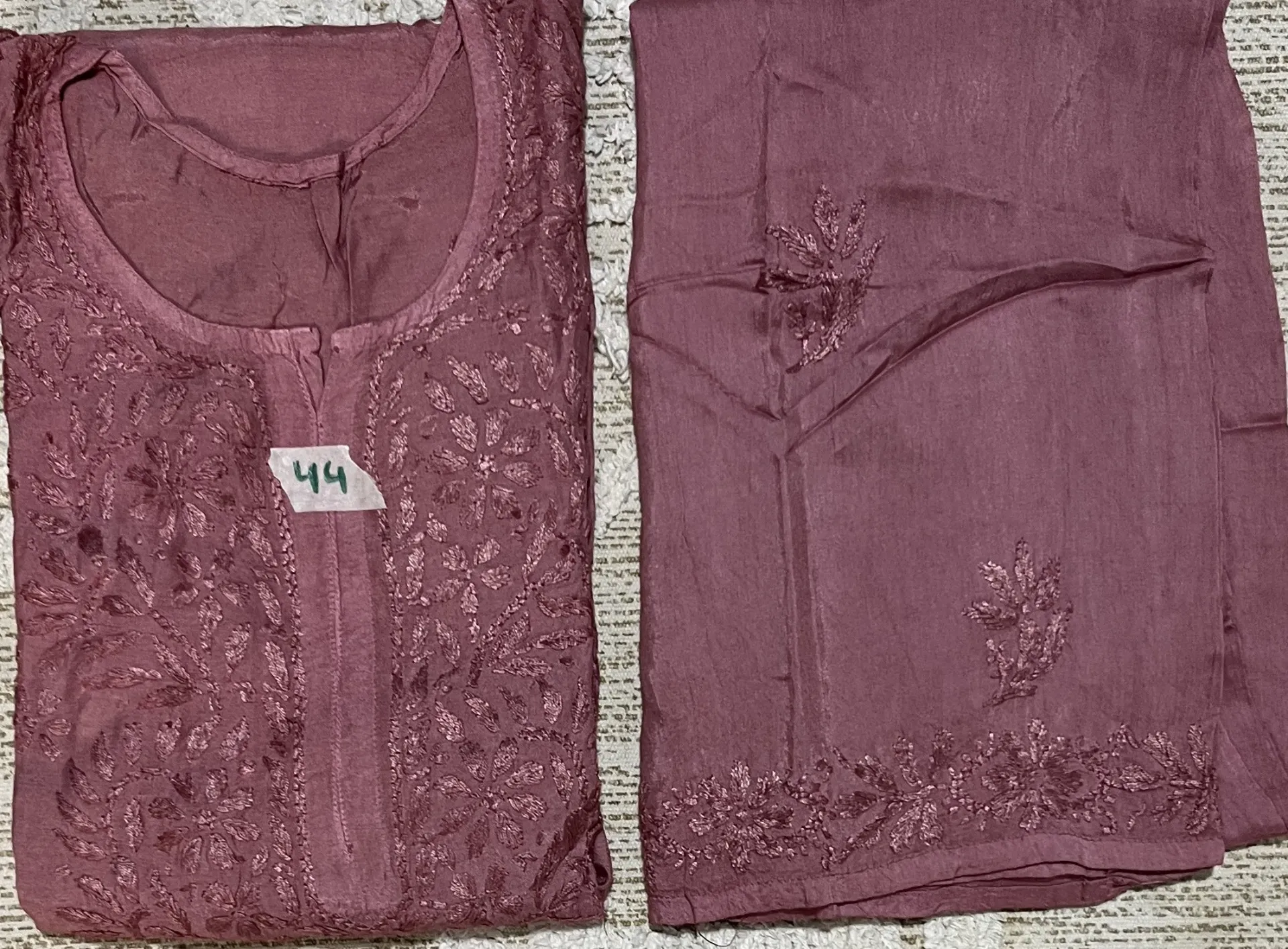 ST-006-Handcrafted Chikankari Malmal Palazzo Suite-Size 44