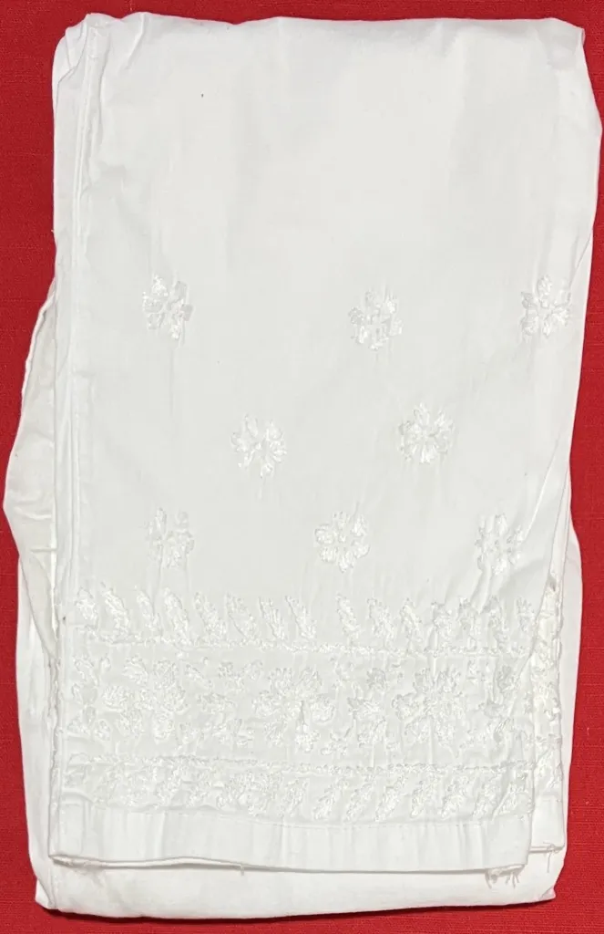 PT-001-Handcrafted Chikankari Stretchable Cotton Pant - Free Size