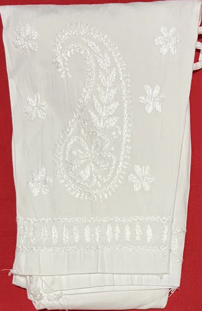 PT-003-Handcrafted Chikankari Stretchable Cotton Pant - Free Size