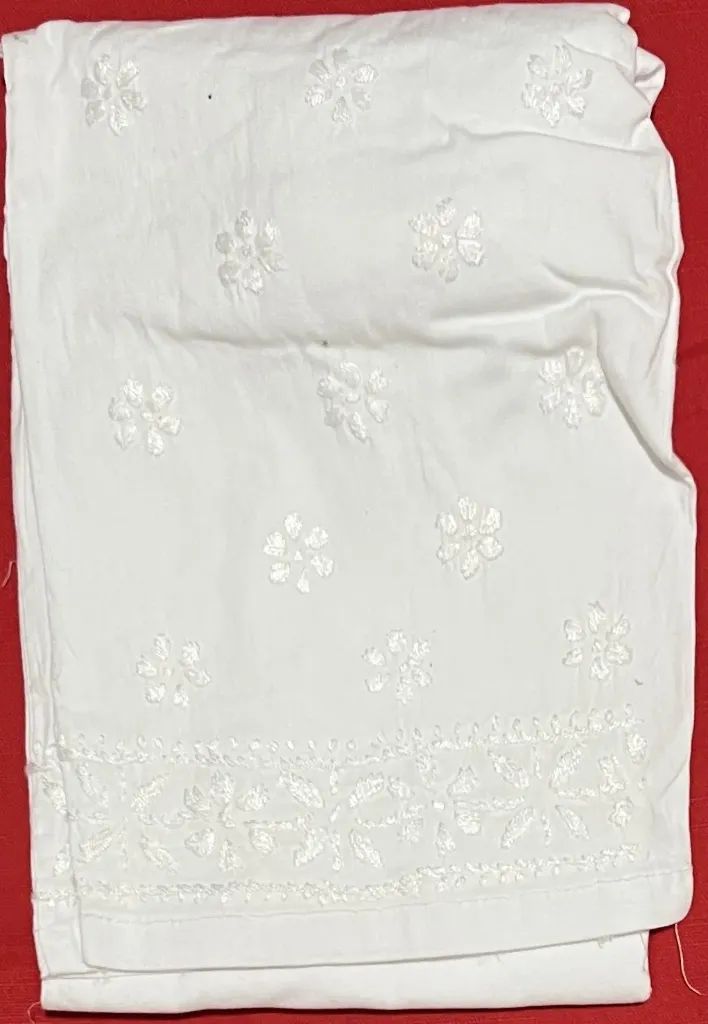 PT-004-Handcrafted Chikankari Stretchable Cotton Pant - Free Size