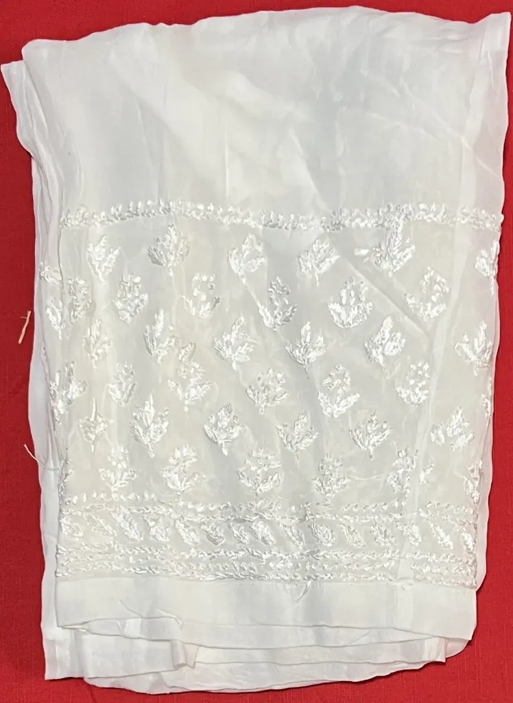 PT-007-Handcrafted Chikankari Viscos Pant - M Size