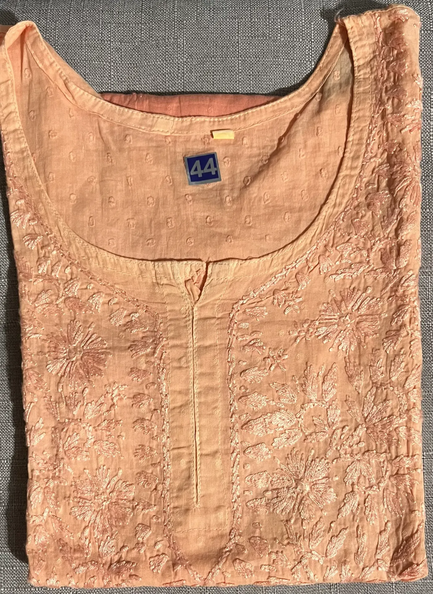 SK-004: Handcrated Chikankari Chanderi Short Kurti - Size 44