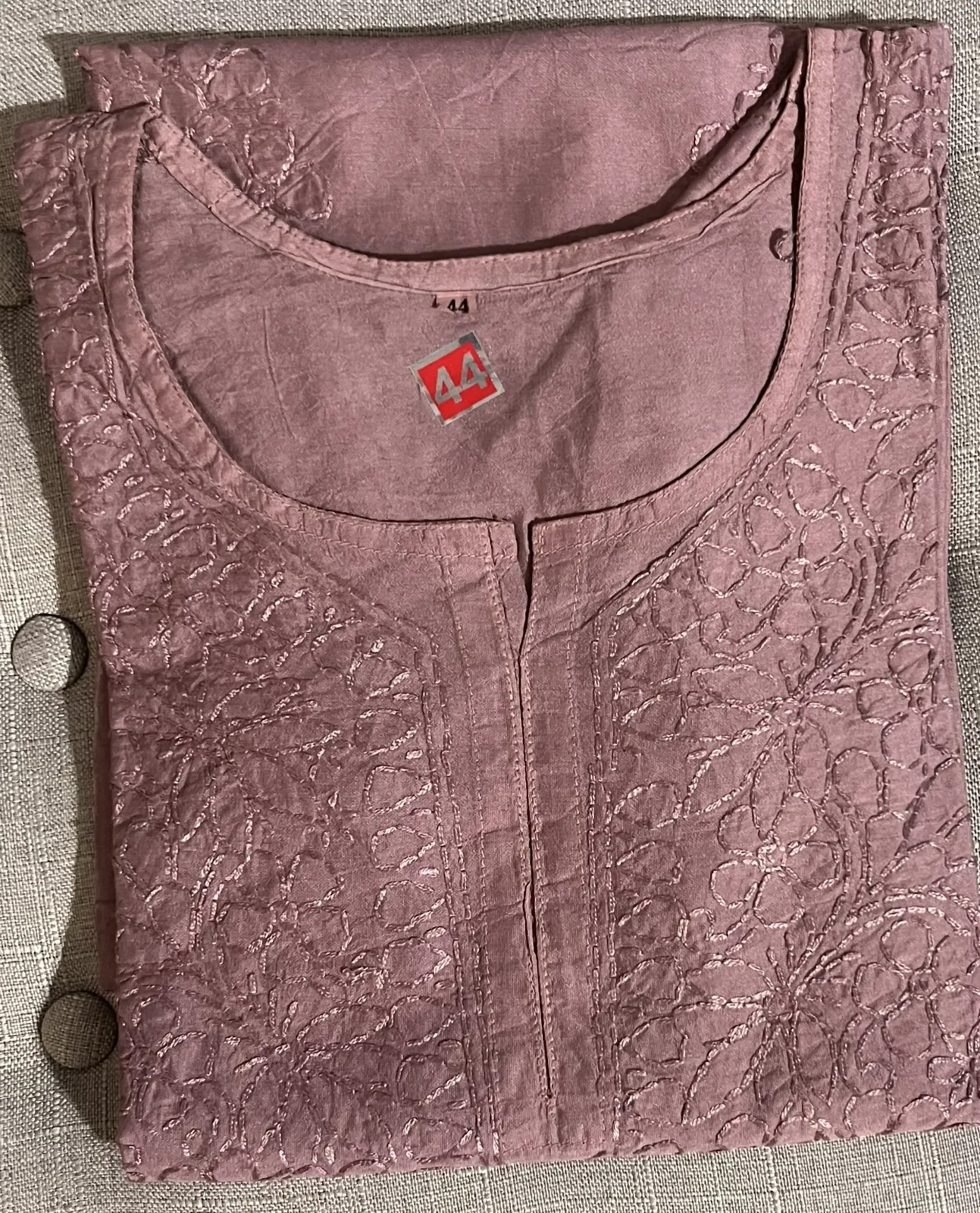 SK-006: Handcrated Chikankari Chanderi Short Kurti - Size 44