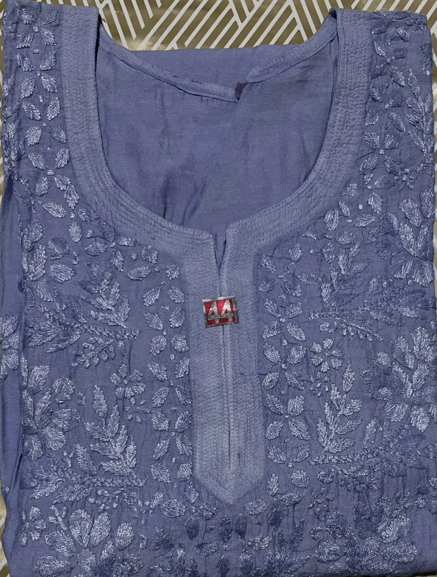 SK-020-Handcrafted Chikankari Chanderi Short Kurti-Size 44